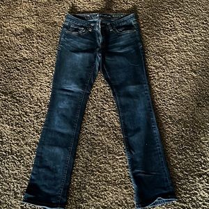 Inc regular fit, low rise, straight leg jeans, size 8, dark blue